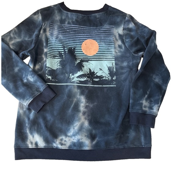 The Beach Boys Blue Tie-Dye Fleece Graphic Front Back Sweatshirt Womens XXL Surf - Picture 2 of 5